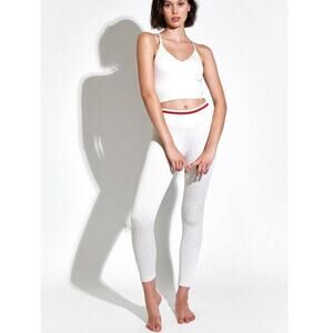 Avocado Leo Stripe V-Back 7/8 Legging White Muted Leopard Print‎ Size M/L